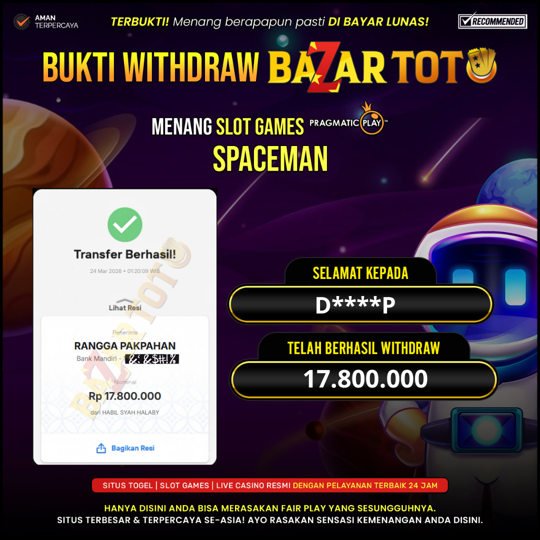 BAZARTOTO - JACKPOT SLOT SPACEMAN Rp.17.800.000.,- LUNAS