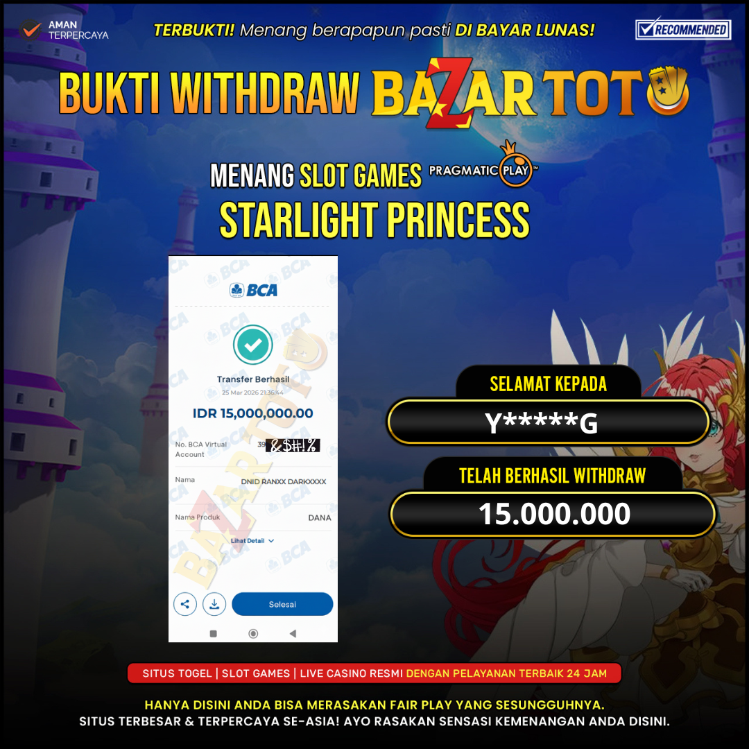 BAZARTOTO - JACKPOT SLOT STARLIGHT PRINCESS Rp.15.000.000.,- LUNAS