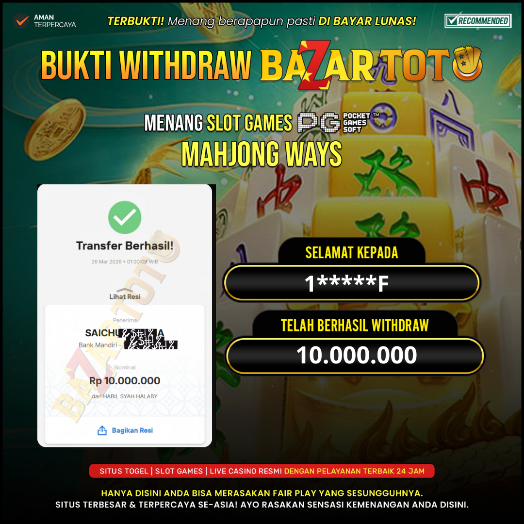 BAZARTOTO - JACKPOT SLOT MAHJONG WAYS Rp.10.000.000.,- LUNAS