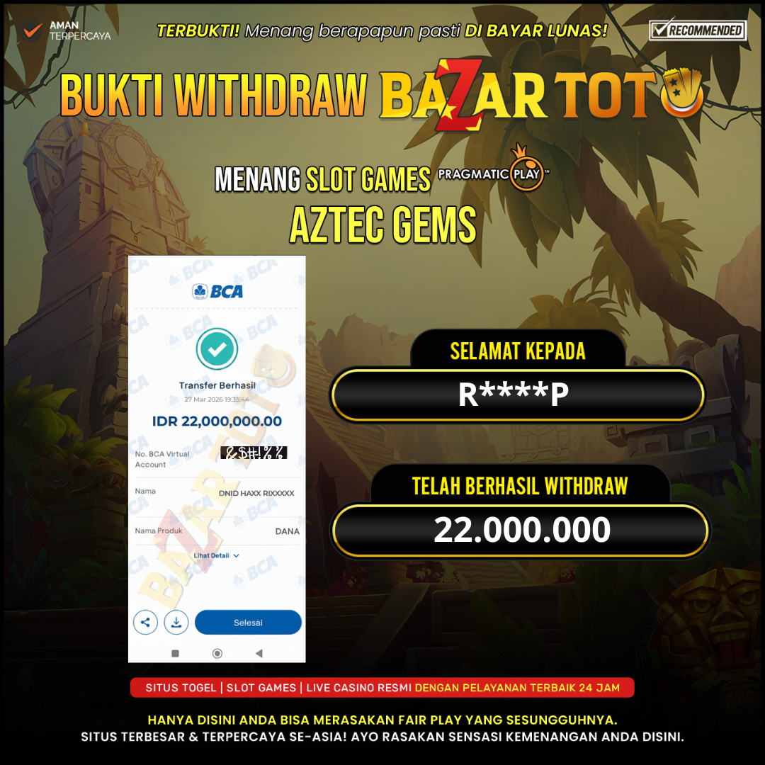BAZARTOTO - JACKPOT SLOT AZTEC GEMS Rp.22.000.000.,- LUNAS
