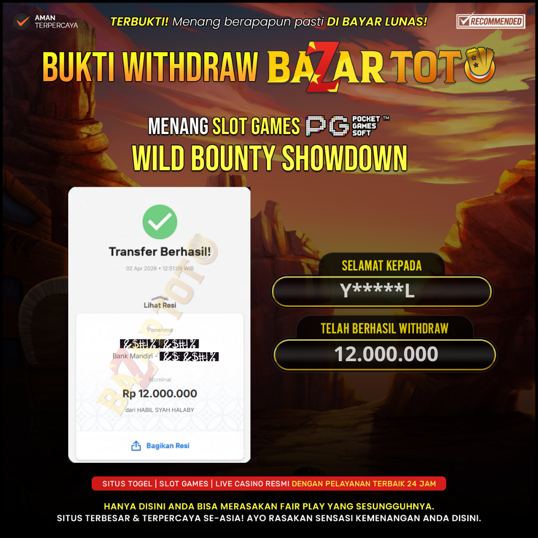 BAZARTOTO - JACKPOT SLOT WILD BOUNTY SHOWDOWN Rp.10.000.000.,- LUNAS