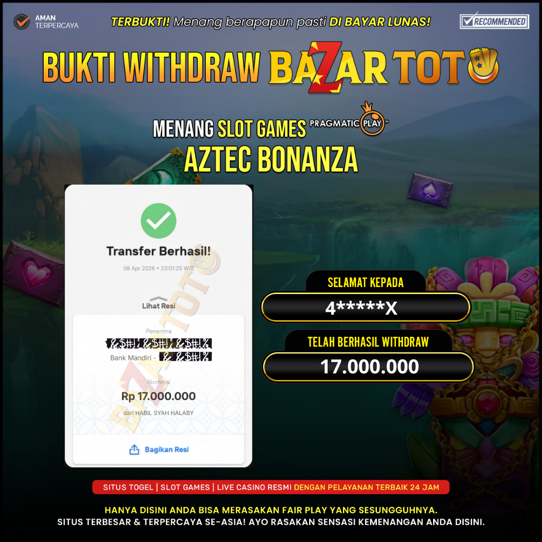 BAZARTOTO - JACKPOT SLOT AZTEC BONANZA Rp.17.000.000.,- LUNAS