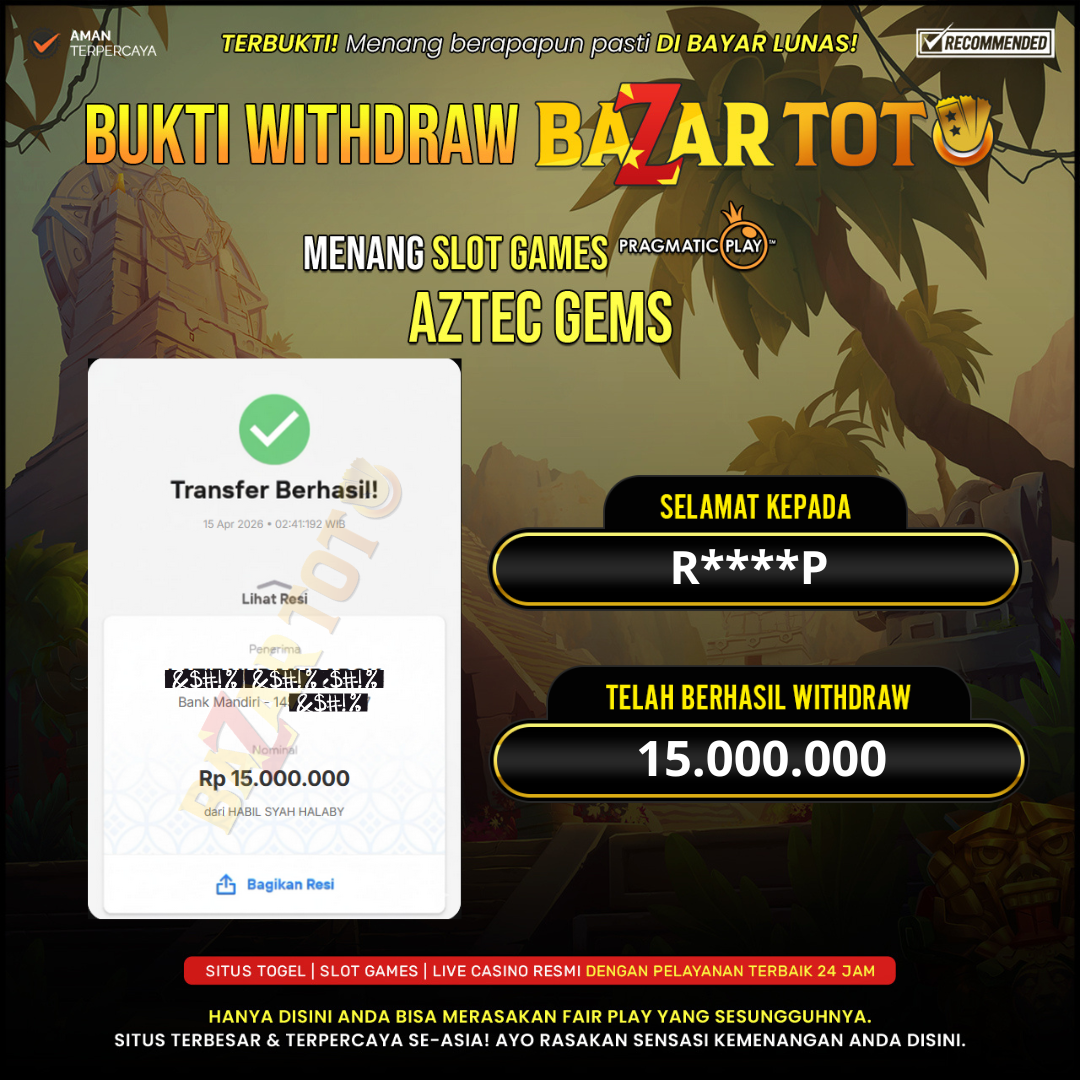 BAZARTOTO - JACKPOT SLOT AZTEC GEMS Rp.15.000.000.,- LUNAS