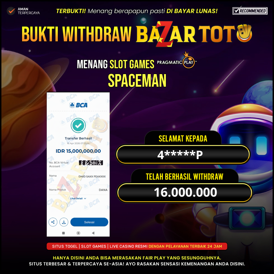 BAZARTOTO - JACKPOT SLOT SPACEMAN Rp.16.000.000.,- LUNAS