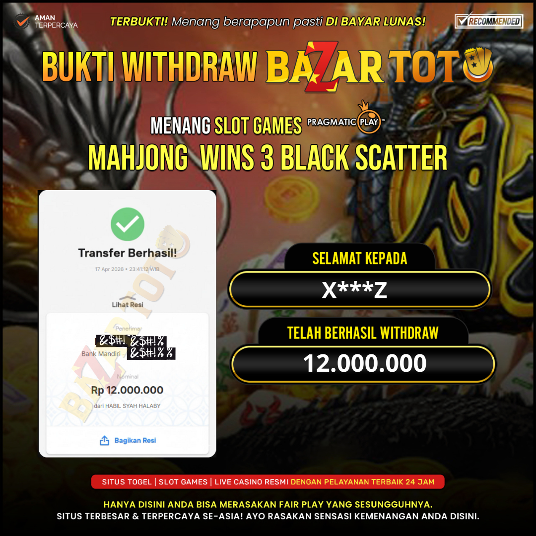 BAZARTOTO - JACKPOT SLOT MAHJONG WINS 3 BLACK SCATTER Rp.121.000.000.,- LUNAS