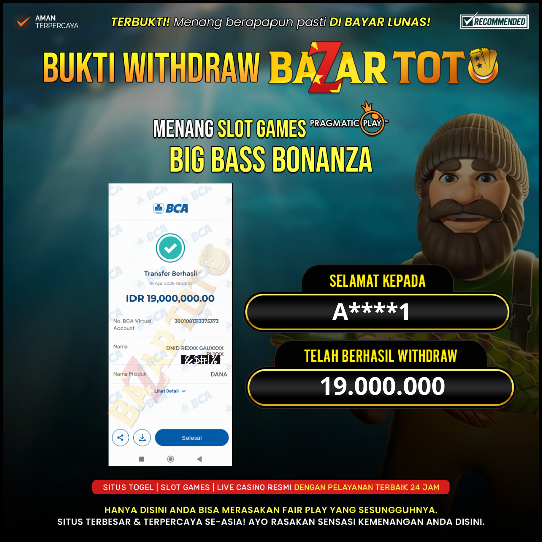 BAZARTOTO - JACKPOT SLOT BIG BASS BONANZA Rp.19.000.000.,- LUNAS