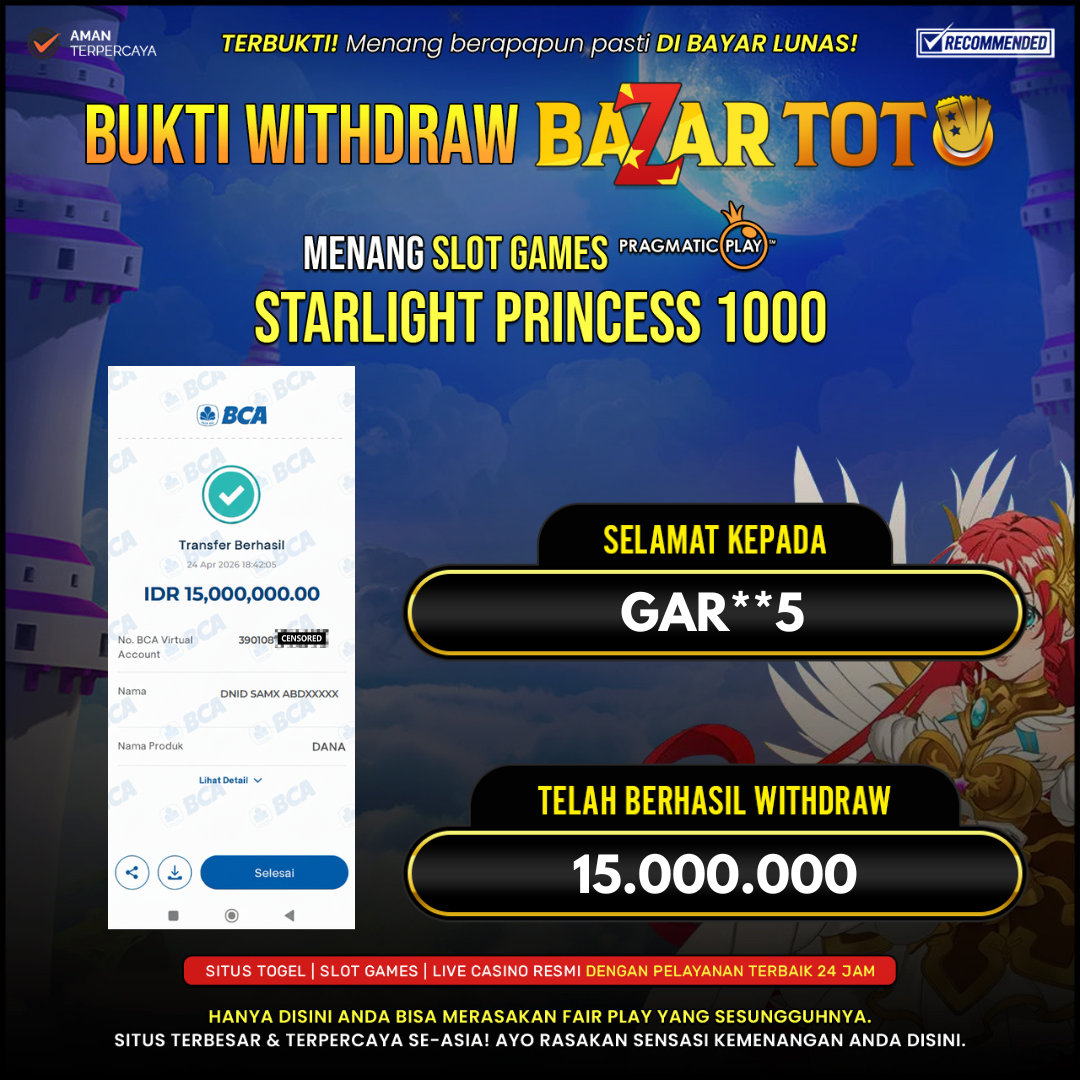 BAZARTOTO - JACKPOT SLOT STARLIGHT PRINCESS 1000 Rp.15.000.000.,- LUNAS