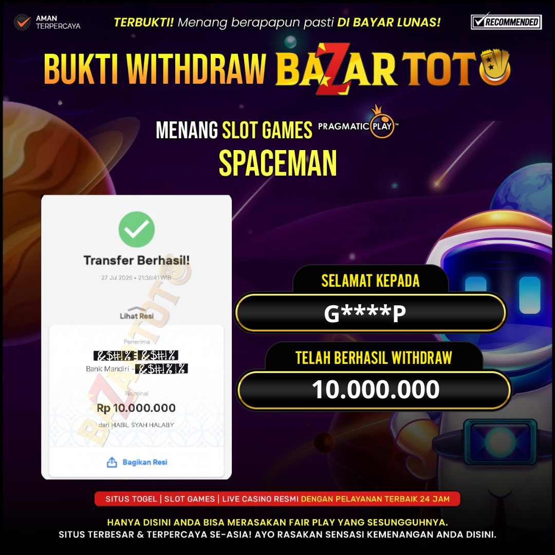 BAZARTOTO - JACKPOT SLOT SPACEMAN Rp.10.000.000.,- LUNAS
