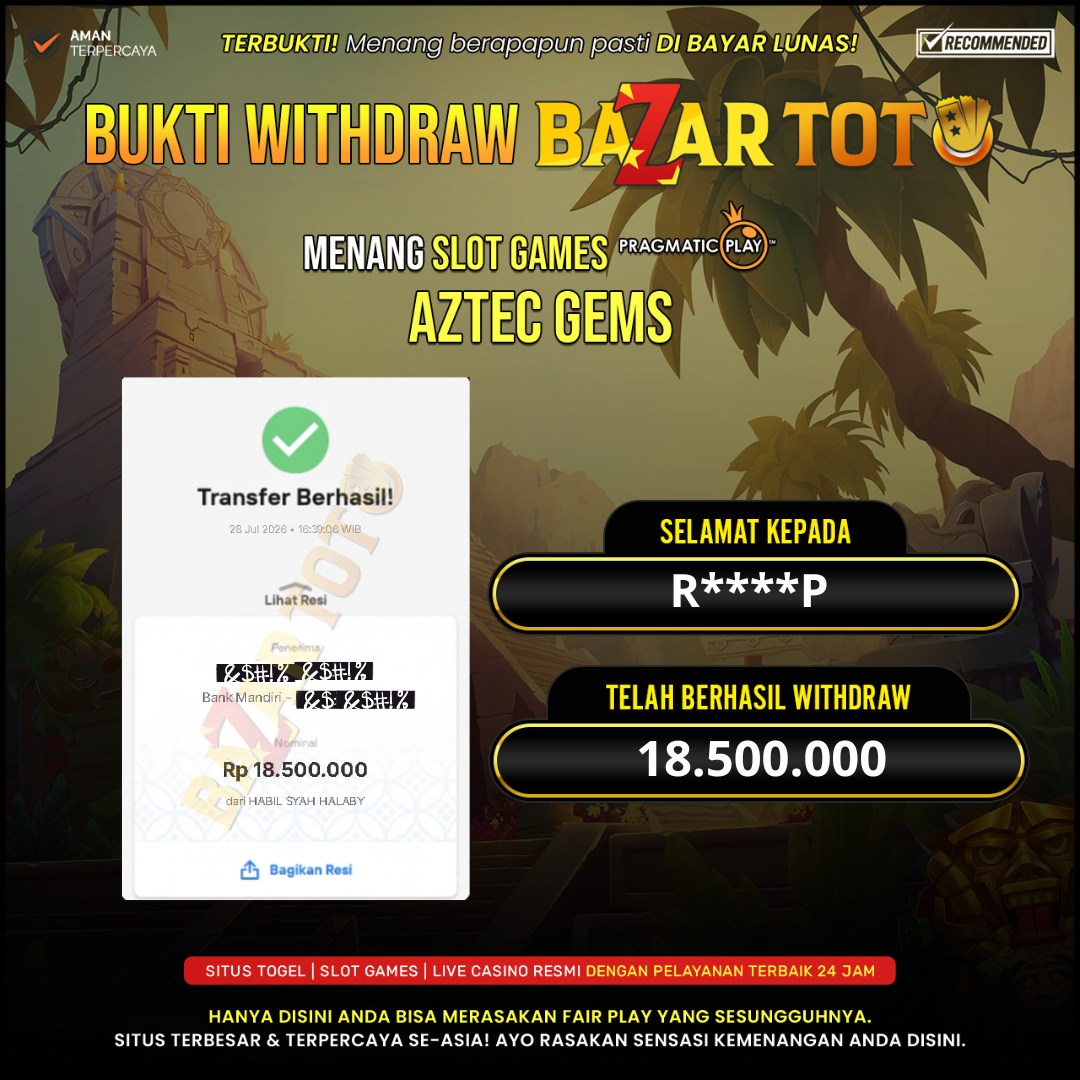 BAZARTOTO - JACKPOT SLOT AZTEC GEMS Rp.18.500.000.,- LUNAS