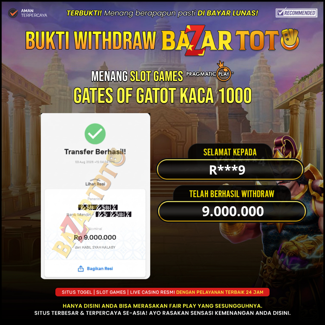 BAZARTOTO - JACKPOT SLOT GATES OF GATOT KACA 1000 Rp.9.000.000.,- LUNAS