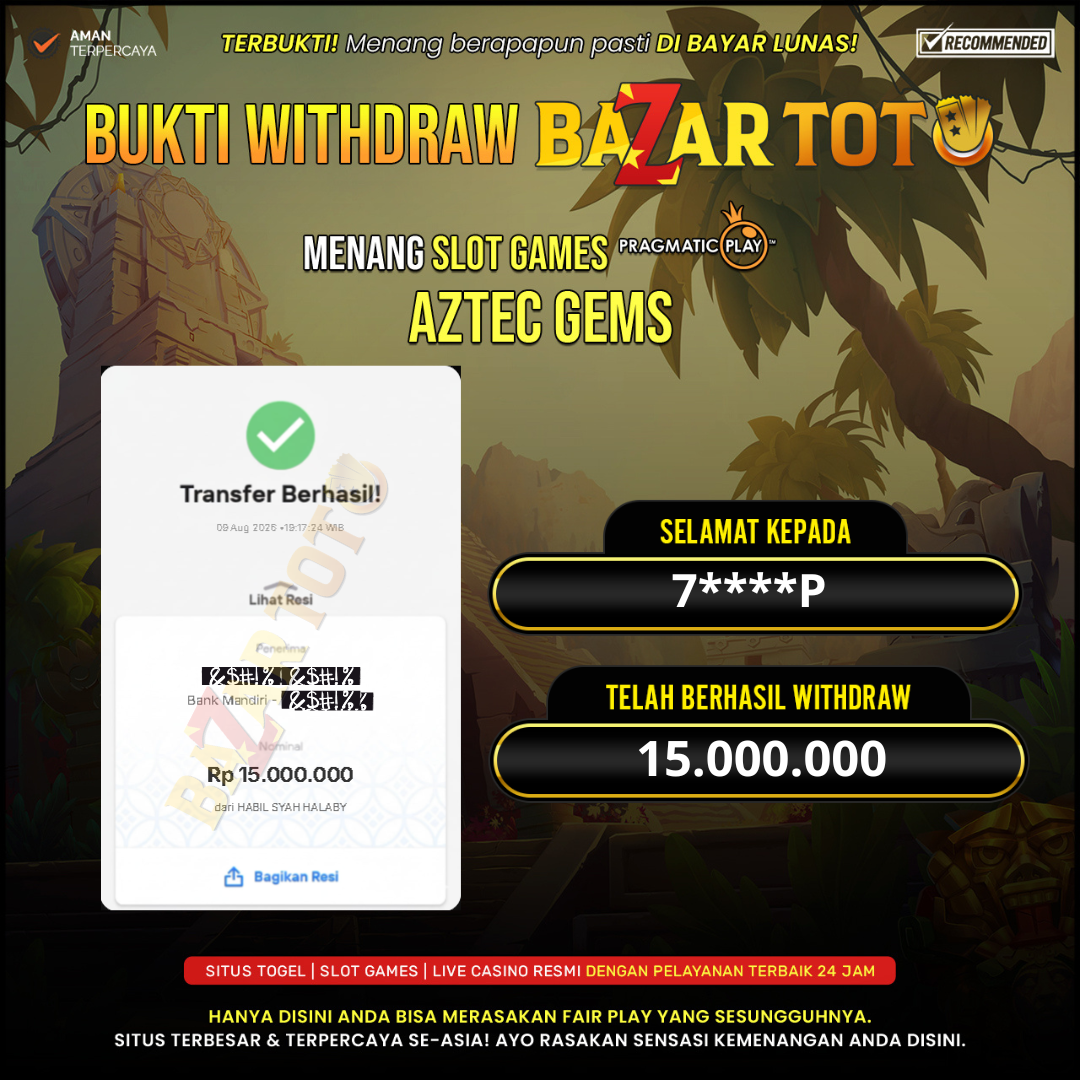 BAZARTOTO - JACKPOT SLOT AZTEC GEMS Rp.15.000.000.,- LUNAS